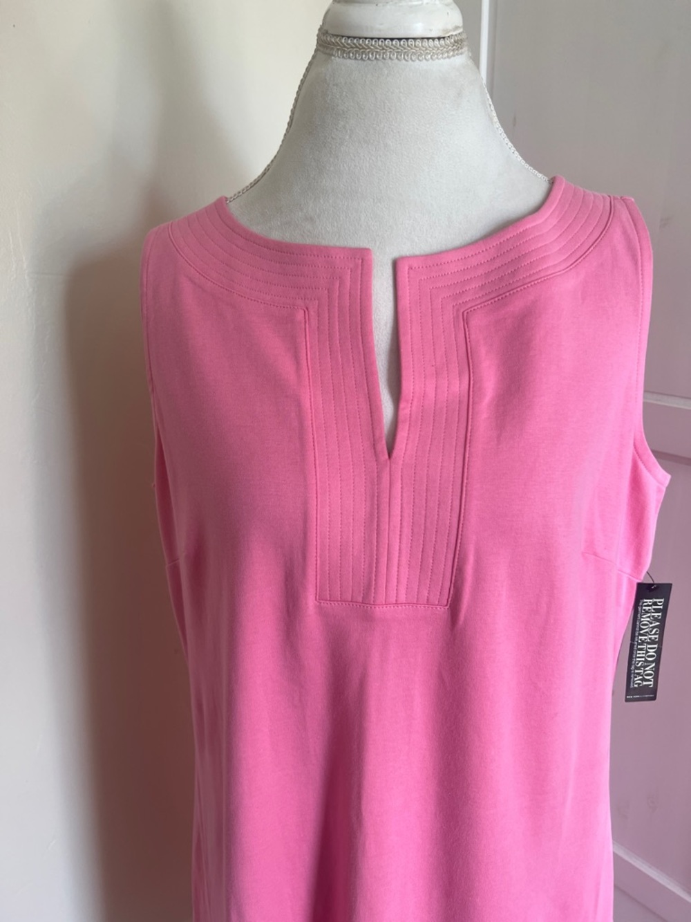 New York & Company Preppy Pink 100% Cotton Sleeveless Shift Dress - NWT - XL - Picture 2 of 9